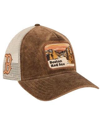 New Era Men's Dark Brown Boston Red Sox Vintage Landscape 9TWENTY A-Frame Adjustable Trucker Hat