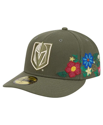 New Era Men's Olive Vegas Golden Knights Tonal Florals 59FIFTY Fitted Hat