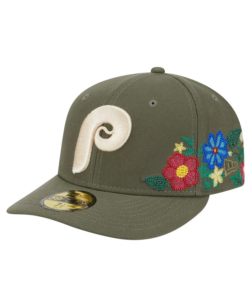 New Era Men's Olive Philadelphia Phillies Tonal Florals 59FIFTY Fitted Hat