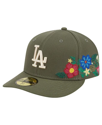 New Era Men's Olive Los Angeles Dodgers Tonal Florals 59FIFTY Fitted Hat