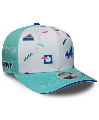 New Era Men's Jack Doohan White/Aqua Alpine 2025 Miami Grand Prix Driver Number 9SEVENTY Adjustable Hat