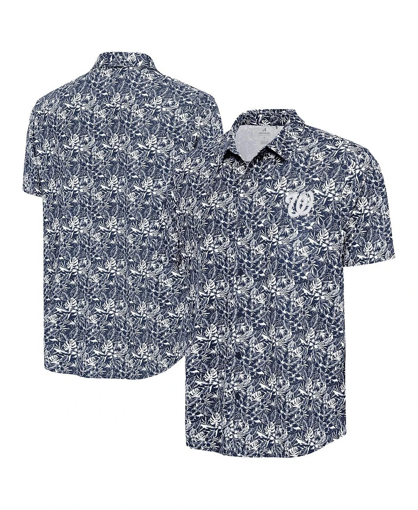 Antigua Men's Navy Washington Nationals Resort Button-Up Shirt