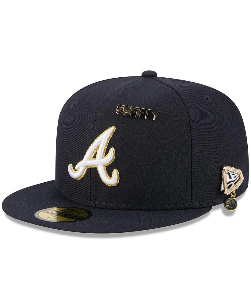 New Era Men's Navy Atlanta Braves 2025 59FIFTY Day Fitted with Pins Hat