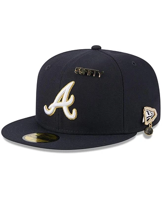 New Era Men's Navy Atlanta Braves 2025 59FIFTY Day Fitted with Pins Hat