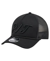 New Era Men's Black Pittsburgh Pirates City Initial 9FORTY A-Frame M-Crown Adjustable Trucker Hat