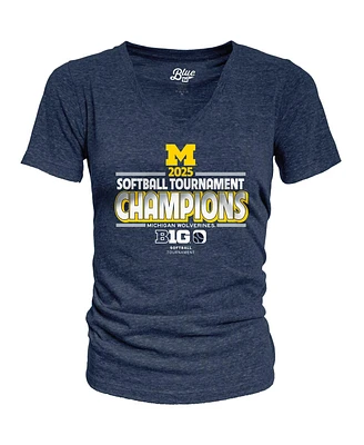 Blue 84 Women's Navy Michigan Wolverines 2025 Big Ten Softball Conference Tournament Champions Locker Room V-Neck T-Shirt