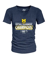 Blue 84 Women's Navy Michigan Wolverines 2025 Big Ten Softball Conference Tournament Champions Locker Room V-Neck T-Shirt