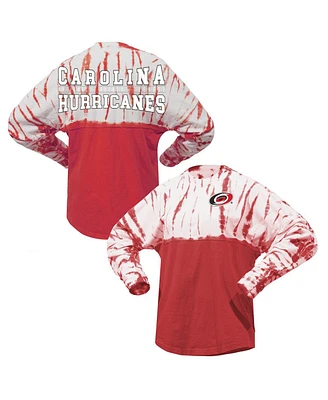 Spirit Jersey Men's and Women's Red Carolina Hurricanes Crystal Half Dye Long Sleeve T-Shirt