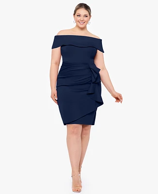 Xscape Plus Off-The-Shoulder Ruffled Dress