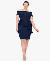 Xscape Plus Off-The-Shoulder Ruffled Dress
