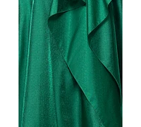 Xscape Women's Metallic Draped One-Shoulder Gown