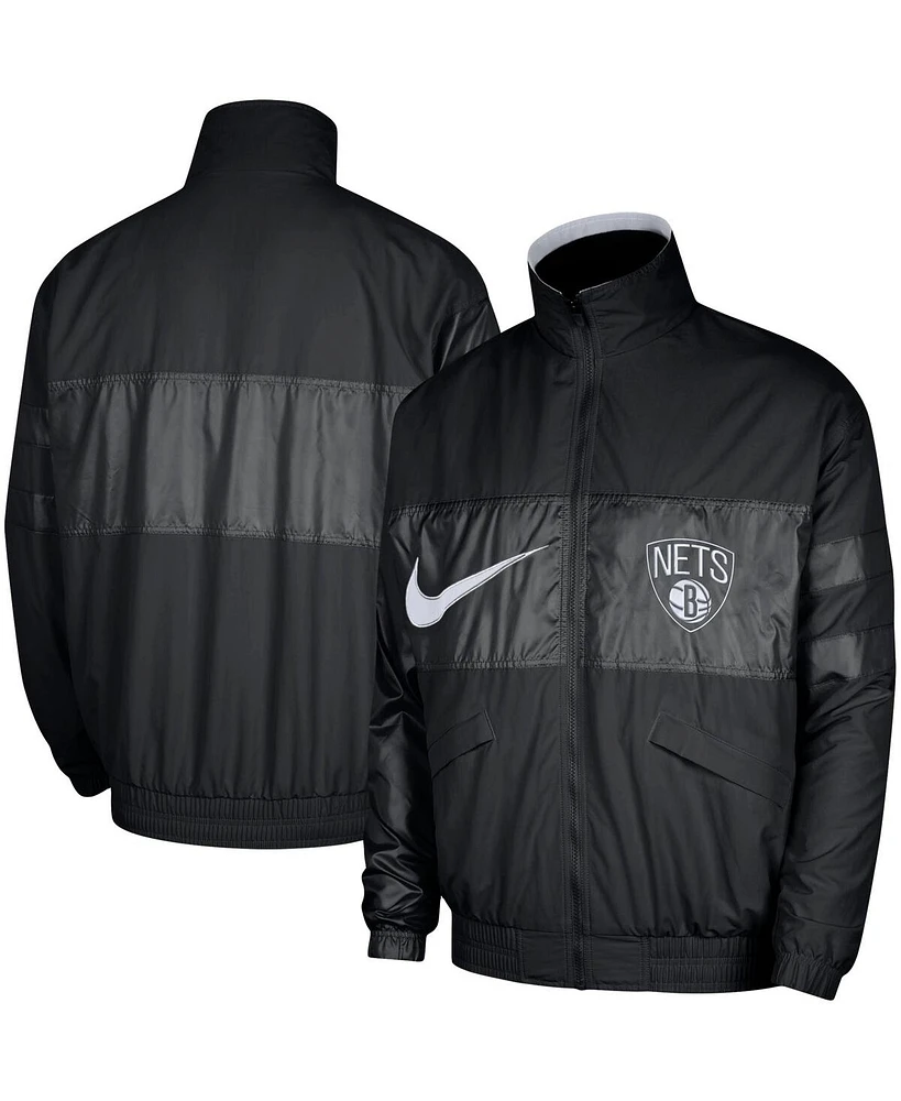 Nike Men's Black Brooklyn Nets Courtside Versus Capsule Full-Zip Jacket
