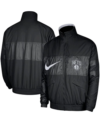Nike Men's Black Brooklyn Nets Courtside Versus Capsule Full-Zip Jacket