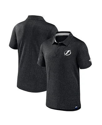 Fanatics Men's Black Tampa Bay Lightning Authentic Pro Jacquard Polo Shirt