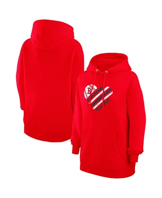 G-iii 4Her by Carl Banks Women's Red Boston Red Sox Heart Fleece Pullover Hoodie