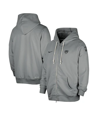 Nike Men's Gray Brooklyn Nets Authentic Standard Issue Full-Zip Hoodie Jacket