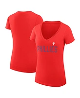 G-iii 4Her by Carl Banks Women's Red Philadelphia Phillies Dot Print V-Neck Fitted T-Shirt