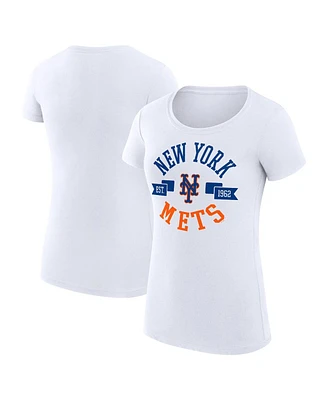 G-iii 4Her by Carl Banks Women's White New York Mets City Graphic Fitted T-Shirt