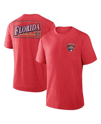 Fanatics Men's Heather Red Florida Panthers Fan Lanes Tri-Blend T-Shirt