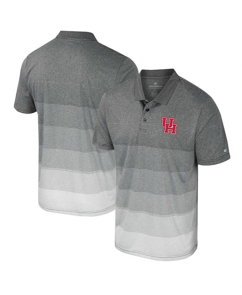Colosseum Men's Gray Houston Cougars Striped Mesh Polo Shirt