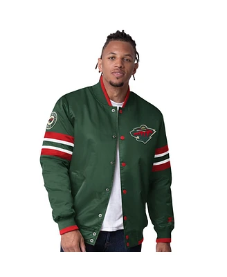 Starter Men's Green Minnesota Wild Scout I Full-Snap Varsity Jacket
