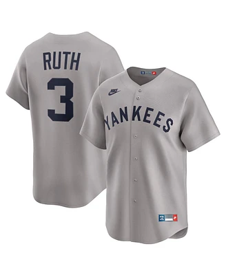 Nike Men's Babe Ruth Gray New York Yankees Throwback Cooperstown Collection Limited Jersey