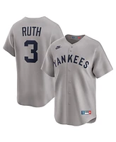 Nike Men's Babe Ruth Gray New York Yankees Throwback Cooperstown Collection Limited Jersey