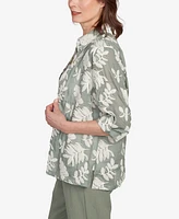 Alfred Dunner Women's Copper Canyon Soutache Leaf Two One Top with Necklace