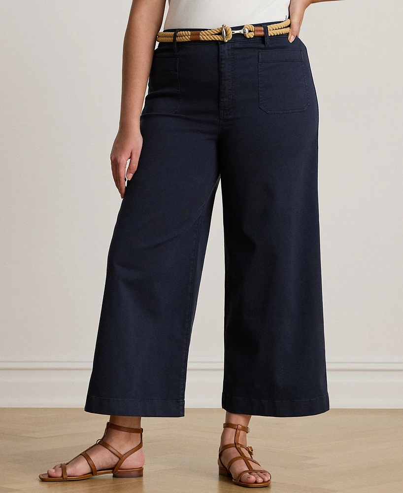 Lauren Ralph Plus Stretch Chino Wide-Leg Cropped Pants