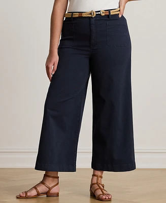 Lauren Ralph Plus Stretch Chino Wide-Leg Cropped Pants