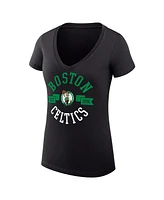 G-iii 4Her by Carl Banks Women's Black Boston Celtics Large City Logo Fitted V-Neck T-Shirt