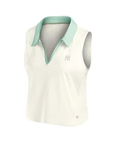 Fanatics Women's Cream New York Yankees Studio Wellness V-Neck Tank Top