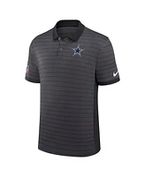 Nike Men's Gray Dallas Cowboys Sideline Victory Stripe Performance Polo Shirt