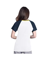 G-iii 4Her by Carl Banks Women's White/Navy Milwaukee Brewers Ball Park Raglan V-Neck T-Shirt