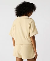 Steve Madden Women's Cropped Terrycloth Polo Top