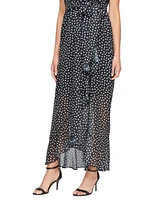 Sl Fashions Women's Printed Chiffon Ruffled Sleeveless Dress