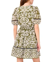 Msk Women's Short-Sleeve V-Neck A-line Dress