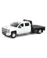 1/64 2016 Silverado 3500 Flatbed Dually Truck White Exclusive Greenlight 51611-b
