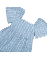 Hope & Henry Toddler Girls Flounce Sleeve Tiered Linen Dress