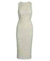 Mac Duggal Women's Sleeveless High Neck Beaded Midi Sheath Dress
