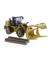 1/64 Caterpillar Cat 950M Wheel Loader W/ Log Fork, Bucket & 2 Log Poles