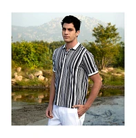 Men's Cream White & Midnight Black Multitrack Knit Polo T-Shirt