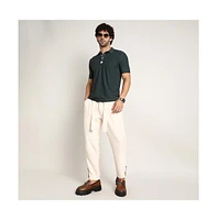 Campus Sutra Men's Sacramento Green Seamless Solid Polo T-Shirt