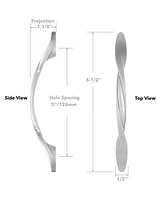 Cauldham 5 Pack Solid Braided Kitchen Cabinet Pulls Handles (5" Hole Centers) - Drawer/Door Hardware - Style M260 - Satin Nickel