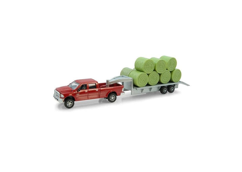 1/64th Dodge Ram Pickup w/Gooseneck Trailer & Bales by Ertl