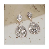 Sohi Women's Silver Embellished Teardrop Earrings