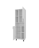 Buckshot Kitchen Pantry with Open Storage and 2 Doors, White