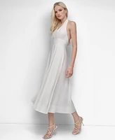 Dkny Women's Halter V-Neck Tie-Back Midi Dress