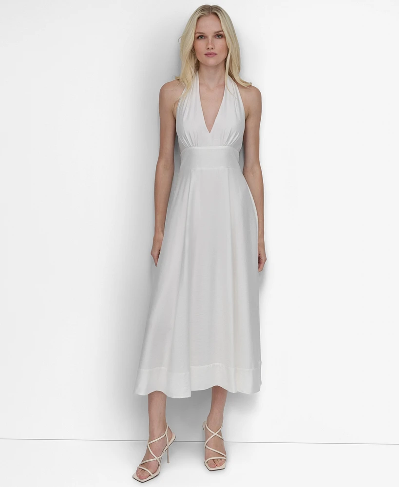 Dkny Women's Halter V-Neck Tie-Back Midi Dress