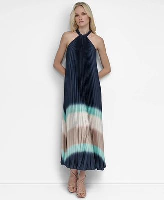 Dkny Women's Halter Sunray-Pleated Ombre Dress